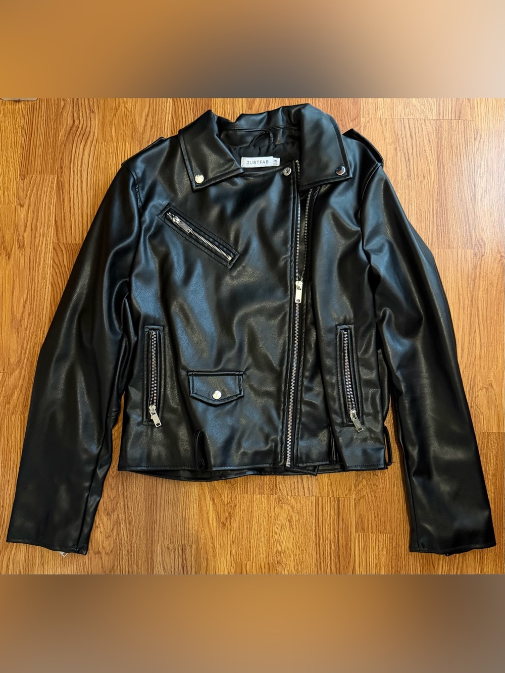 JustFab Black Faux Leather Jacke